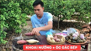 Người chị ở Mỹ về ghé thăm Ngọc Bếp Củi mời chị dùng thử món dân dã Khoai \u0026 Ốc gác bếp nướng tiêu