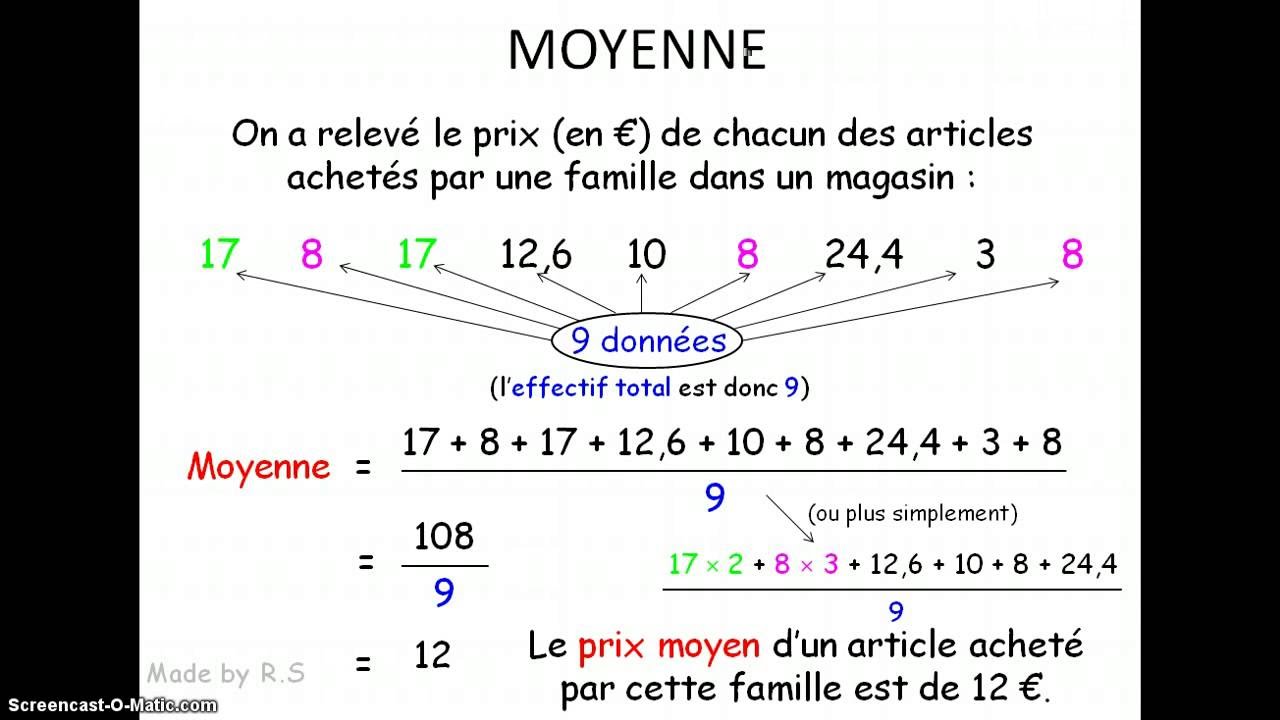 5e Moyenne D'une Série Statistique - YouTube