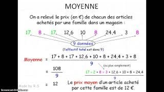 5e Moyenne d'une série statistique