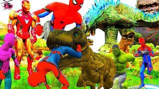 Khủng Long Bạo Chúa Đại Chiến Siêu Nhân Nhện Giải Cứu Siêu Anh Hùng Robot, Dinosaur Hulk VS Avengers