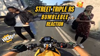 2024 Triumph Street Triple 765 RS Lovely College Reactions🥰|Insane Sound🤯#triumph #reaction #girl