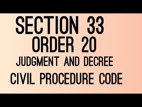 Section 33 || Order 20 || Judgment And Decree || Cpc || Civil Procedure ...