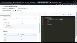 Codechef Problem # Problem code- CCHOCOLATES