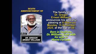 Dr. Gregor Ernest Williams ~ Short Obituary
