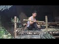 2 days solo bushcraft catch u0026 cook at my survival shelter hot stone cooking