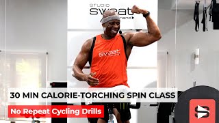 30 Min Spin Class - Calorie Torcher! (No Repeat Cycling Drills)