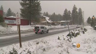 Snow Continues To Blanket San Gabriel, San Bernardino Mountains