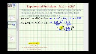 Ex: Find an Exponential Decay Function Given Two Points - Initial Value Given