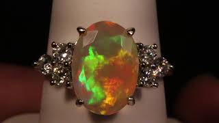 Faceted Ethiopian opal engagement ring VSI 1 diamonds   1 1