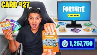 Giving My Little Brother One V-BUCKS GIFT CARD Every MINUTE!