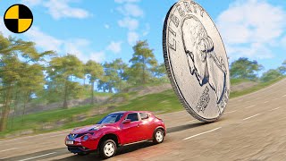 Cars vs Giant Quarter Dollar 😱 BeamNG.Drive
