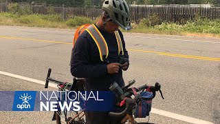 Manitoba man biking across country for youth suicide | APTN News