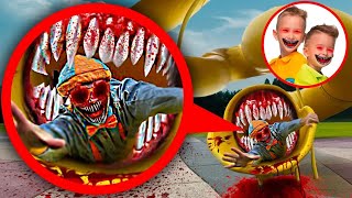 BLIPPI EXE vs Evil Clown ! SLIDE EATER EATS BLIPPI ? Vlad and NiKi film it