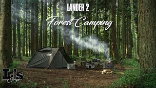 Relaxing solo camping with LANDER 2 in a quiet forest 🌲 | Bonfire and sake |  AWADA kitchen tools