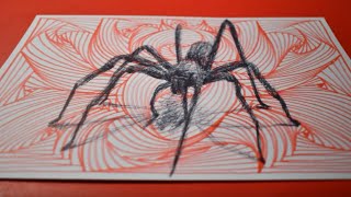 3D Spider Spiral Drawing | Anamorphic Trick Art / Cool Optical Illusion / Satisfying & Relaxing