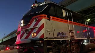 Metra F40PHM-3 203 Leads Outbound Metra Train #919 At Willow Springs On February 20, 2025