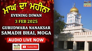 🔴 LIVE | SAMADH BHAI, MOGA | EVENING DIWAN | 3 FEB 2025 | NANAKSAR KIRTAN