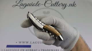 Laguiole Sommelier Corkscrew with Twisted Bolster Olivewood