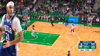 NBA SETH CURRY RECOVER AFTER BLOCK AND HAVE A STEAL 17 pts  vs. boston Celtics