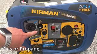 Firman Dual Fuel 3200W Unboxing Sound DB Test Propane and Gas vs iPower SUA2000 Generator