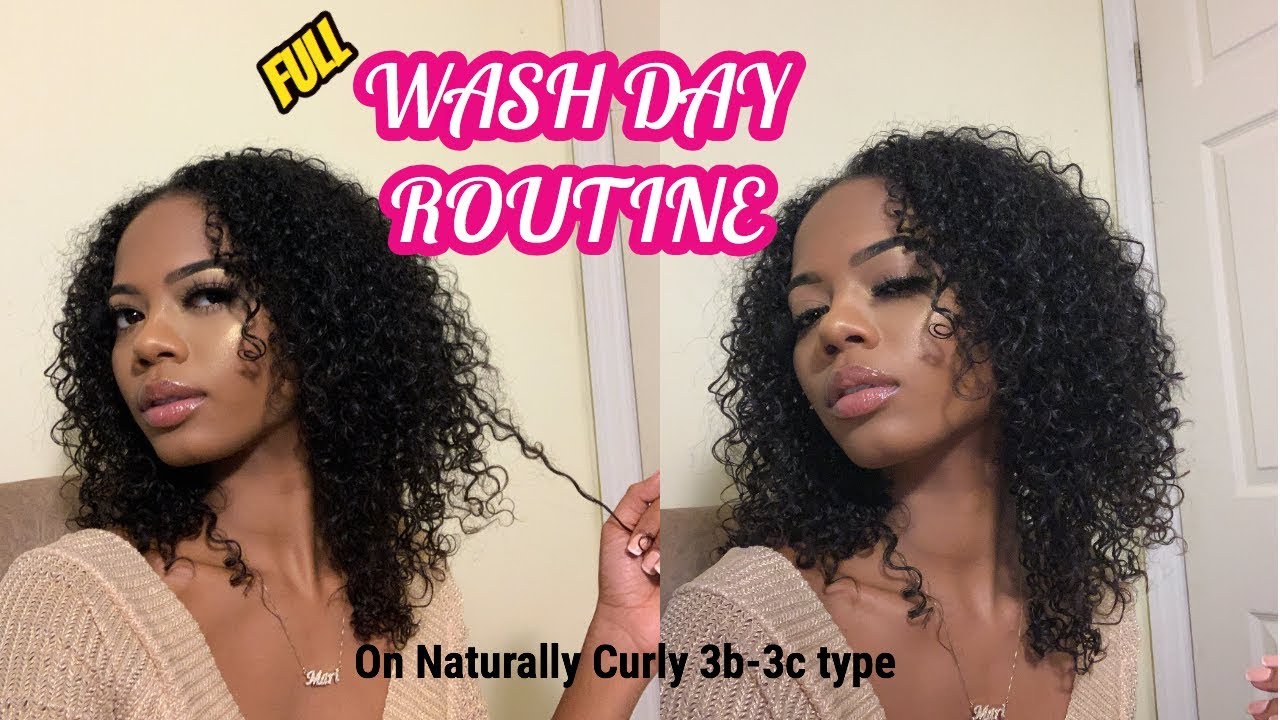 Wash Day Routine On Naturally Curly Hair, 3b-3c Type - YouTube