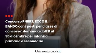 Concorso PNRR2, ECCO IL BANDO con i posti per classe di concorso: domanda dall’11 al 30 dicembre