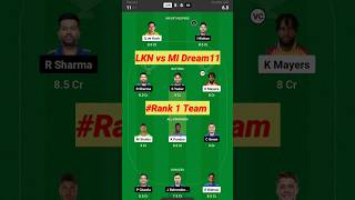 LKN vs MI Dream11 Predication Today, Lucknow vs Mumbai 72 ipl, lkn vs mi Dream11 Team, Isg vs mi