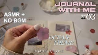 ˖°𓇼 journal with me #03 ocean theme 🌊🌺 midori notebook (A5 grid)