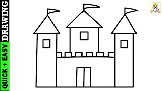 Easy Castle Drawing | Let's Learn How to Draw a Castle