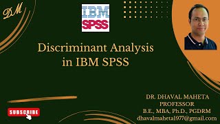 61. Discriminant Analysis in IBM SPSS || Dr. Dhaval Maheta