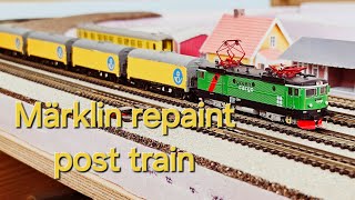 Swedish post train from repainted Märklin Z Scale