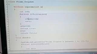 Prime Triplet in Java ICSE
