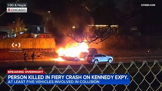 1 killed in fiery 5-vehicle crash on Kennedy Expressway in Chicago