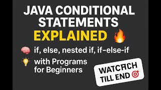 #11 Java Control Statements Explained 🔥 | if, else, nested if, if-else-if with Programs for Beginner