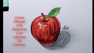 como dibujar una manzana con lápices de colores prismacolor premier #dibujo #lapicesdecolores