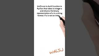 bin() Python3 Build in Function #shorts tutorial