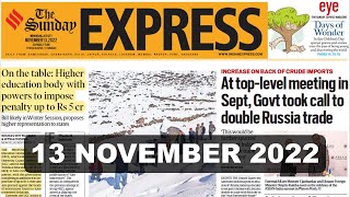 Indian Express Newspaper Analysis | 13 NOV 2022 | Daily Current Affairs | UPSC CSE/IAS 2023