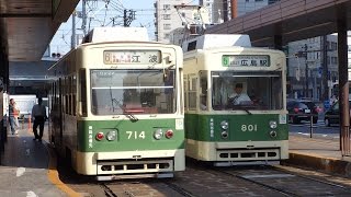 広島電鉄5100形5110号、800形801号、700形714号 広島駅電停