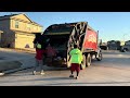 best trash freightliner m2 mcneilus rear loader garbage truck packing heavy trash