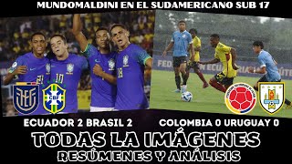 ECUADOR 2 BRASIL 2, COLOMBIA 0 URUGUAY 0, SUDAMERICANO SUB 17 TODAS LA IMÁGENES, RESÚMENES