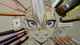 How to Draw anime (Shinazugawa Sanemi) with colored pencils 「不死川 実弥-鬼滅の刃」[73] #Shorts