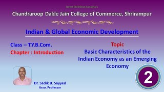 Basic Characteristics of the Indian Economy as an Emerging Economy