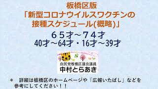 板橋区議会議員 中村とらあき ◇ とらとらチャンねる ◇ 板橋区版 新型コロナウイルスワクチン 接種スケジュール (R3.5.12 現在) ◇