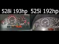 bmw e39 528i 193hp vs 525i 192hp 0 200 acceleration test side by side