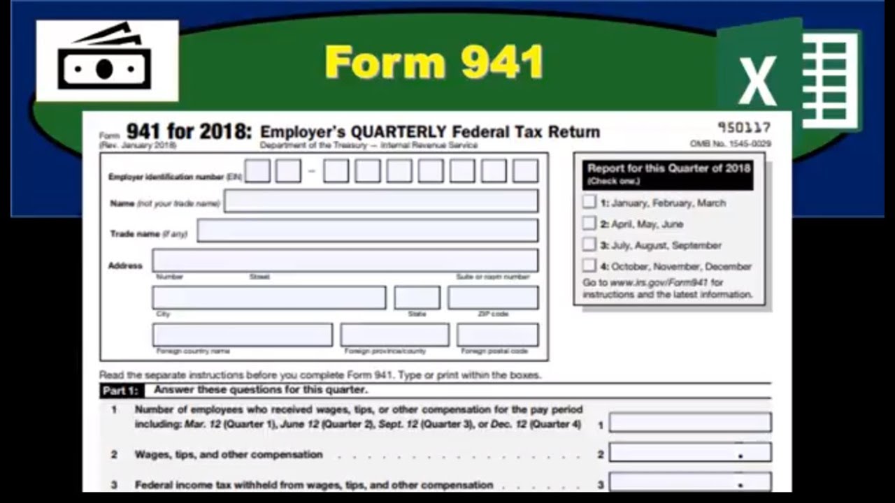 Form 941 - Quarterly Payroll Tax Form - How Fill Out - YouTube