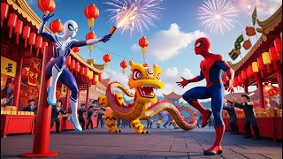 Spider-Man Celebrates with a Fiery Dragon Dance! | Marvel's Spidey and his Amazing Friends