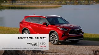 Know Your Toyota | Driver's Memory Seat