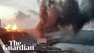 Moment Russian missile strikes Ukraine's largest dam