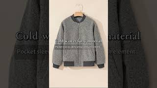 Medium Grey Fuzzy Zip Up Pocketed Sleeve Jacket