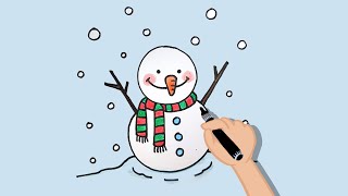 Draw a picture easily and simply with a cute snowman!